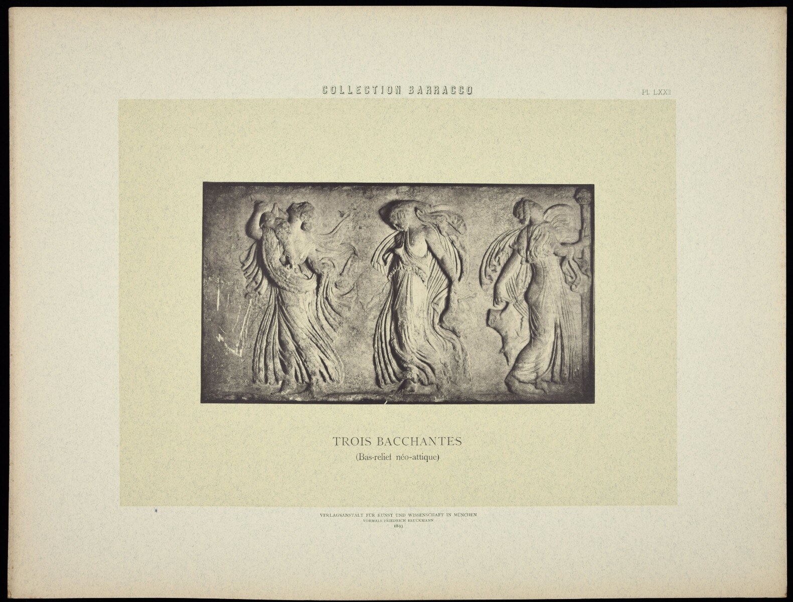 Planche LXXII. Trois Bacchantes (bas-relief néo-attique)