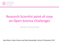 Research Scientist point of view on Open Science Challenges: intervento di Achille Giacometti
