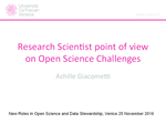Research Scientist point of view on Open Science Challenges: intervento di Achille Giacometti