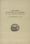 Programma del concerto a Ca' Rezzonico per la 26. riunione della Società Italiana per il Progresso delle Scienze. Venezia, 13 settembre 1937