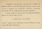 Invito di Giovanni Gentile alla Conferenza sulla medicina indigena del primo maggio 1942