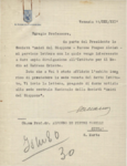Il Podestà di Venezia invia al rettore di Ca' Foscari un biglietto in accompagnamento alla lettera del barone Pompeo Aloisi (Venezia, 11 dicembre 1942)