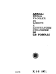 Annali della Facoltà di Lingue e Letterature Straniere di Ca' Foscari, vol.10.1-2, 1971