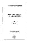 University of Venice Working Papers in Linguistics, vol. 1 (1991)