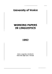 University of Venice Working Papers in Linguistics, vol. 2 (1992)