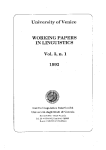 University of Venice Working Papers in Linguistics, vol. 3.1 (1993)