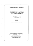 University of Venice Working Papers in Linguistics, vol. 3.2 (1993)