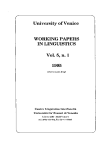 University of Venice Working Papers in Linguistics, vol. 5.1 (1995)
