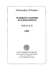 University of Venice Working Papers in Linguistics, vol. 5.2 (1995)