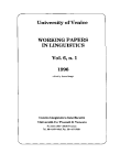 University of Venice Working Papers in Linguistics, vol. 6.1 (1996)
