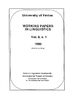 University of Venice Working Papers in Linguistics, vol. 8.1 (1998)