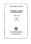 University of Venice Working Papers in Linguistics, vol. 8.2 (1998)