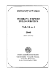 University of Venice Working Papers in Linguistics, vol. 10.1 (2000)