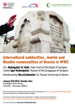 Seminario: Intercultural solidarities. Jewish and Muslim communities of Bosnia in WW2. Locandina