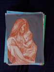 Fotografia di un disegno dell'esposizione "Ritratti di famiglia" : MaDonna col bambino