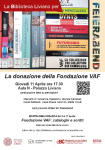 Locandina: "La Biblioteca Liviano per la donazione della Fondazione VAF”