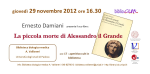 Volantino: evento "La piccola morte di Alessandro il Grande". La fine di un eroe tra storia e mito