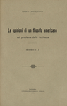 Le opinioni di un filosofo americano sul problema della ricchezza. Memoria