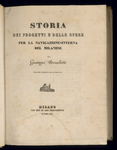 Frontespizio di Storia dei progetti e delle opere per la navigazione interna del Milanese, di Giuseppe Bruschetti (1830).