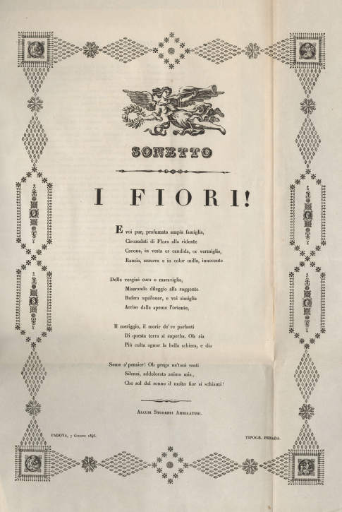 Sonetto dedicato a De Visiani in occasione dell'esposizione delle piante del 1846